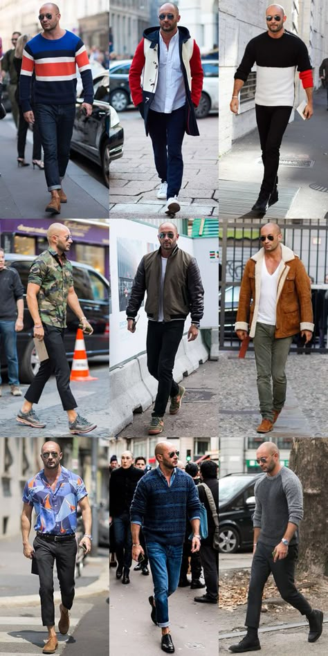 Cuidado del hombre Bald Men Fashion, Eugene Tong, Mens Lifestyle Fashion, Milan Vukmirovic, Best Dressed Men, Bald Men Style, Fashion Director, Bald Man, Best Dressed Man