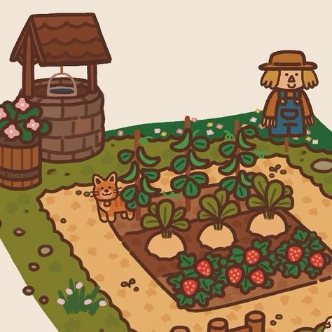 Life on the farm 🐓🐈🍓 The weather was SO nice this past weekend, I had the urge to plant some parsnips haha #stardewvalley #stardewvalleyfanart #cuteartstyle #illustration #illustratorsofinstagram #doodles Vegetable Patch Illustration, Farm Life Illustration, Farm Easy Drawing, Farming Drawing Easy, Farmland Drawing, Cute Farm Drawing, Farm Drawing Easy, Farming Drawing, Farming Illustration