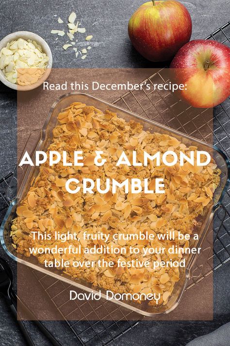 December recipe: Apple & almond crumble Almond Crumble, Apple Crumble Recipe, Almond Meal, Gluten Free Desserts Recipes, Ground Almonds, Crumble Topping, Apple Crumble, Apple Cake, Dec 1