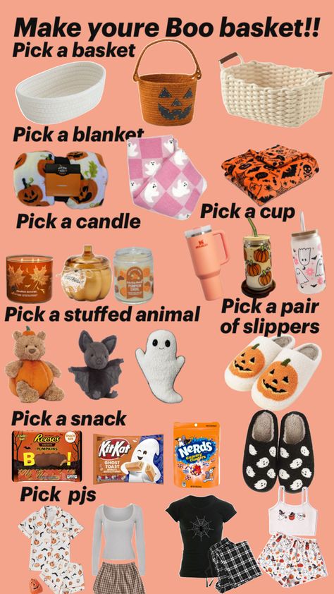 Pick youre boo basket Pick Your Basket, Make A Boo Basket, Making A Gift Basket, Boo Baskets, Fun Halloween Games, Holiday Baskets, Sleepover Things, Boo Basket, Sleepover Things To Do