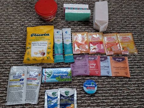 Sick Care Package/ Wellness Care Package/ Sick Kit/ Get Well | Etsy Sick Care Package For Girlfriend, Winter Homeless Care Package, Sick Gift Basket, Care Package Ideas For Sick, Cold Care Package, Care Package For Sick Friend, Sick Care Package, Care Packages For Sick Friends, Travel Care Package