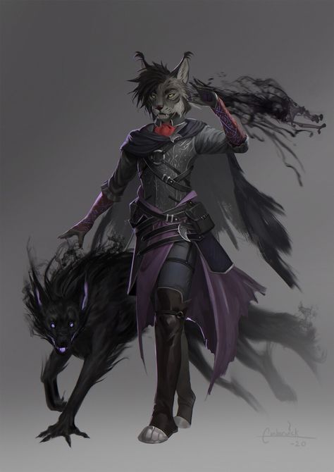 Hound Of Ill Omen, Shadow Sorcerer, Dnd Sorcerer, Fantasy Races, Dungeons And Dragons Characters, Cat People, Fantasy Concept Art, Snow Leopard, Fantasy Inspiration