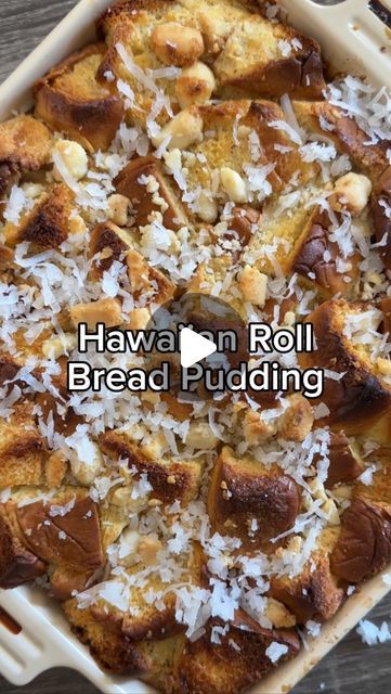 Vince Vasquez on Instagram: "At Casa Tastebud, we always have some @kingshawaiian around the house. In those rare occasions when we have leftover rolls, this delicious Hawaiian roll bread pudding is the way to go. Super simple and easy, all you need is a pack of King’s Hawaiian Original Hawaiian Sweet Rolls (plus a little more) and about an hour to assemble a decadent dessert that’s best enjoyed hot out the oven.

1 pack King’s Hawaiian Original Hawaiian Sweet Rolls
2 tbsp melted butter
4 eggs
2 cups milk
1/2 cup granulated sugar 3 tbsp honey
1 tsp cinnamon
1 pinch nutmeg
1 tsp vanilla
1/2 cup chopped macadamia nuts
Sweetened coconut flakes for topping
Ice cream of your choice for a la mode (I went with ube)

1. Slice rolls into small pieces and spread evenly throughout greased baking dish Hawaiian Bread Pudding Recipe, Hawaiian Bread Pudding, Leftover Rolls, King Hawaiian Rolls, Hawaiian Roll, Hawaiian Sweet Rolls, Rare Occasions, Bread Pudding Recipe, Hawaiian Rolls