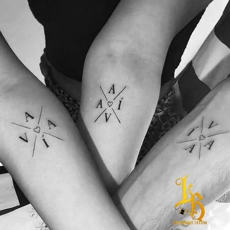 Tattoo Idea Representing Family, Sibling Horoscope Tattoos, Guy Group Tattoos, Small Tattoo For Siblings, Family Matching Tattoo Ideas, Friends Are Family Tattoo, Tattoo For 3 Brothers, Tattoo Ideas To Represent Family, Sibling Tattoos 4 Siblings Meaningful