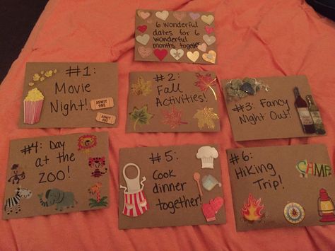 6 month anniversary gift for my boyfriend- 6 dates for 6 wonderful months :) 6 Month Anniversary Gift Ideas, Month Anniversary Gift Ideas, Anniversary Gift Ideas For Boyfriend, Anniversary Gift Ideas For Him, 6 Month Anniversary, Month Anniversary, Dating Anniversary Gifts, Gift Ideas For Boyfriend, Anniversary Boyfriend