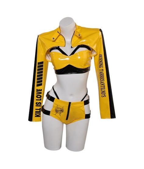 Women Yellow Leather Sexy Lingerie with Coat Futuristic Sci Fi Style Halloween Costume-Skycostume Hot Blonde Halloween Costumes, Kill Bill Costume, Bill Movie, 2024 Lifestyle, Joker Outfit, Blonde Halloween Costumes, Easy College Halloween Costumes, Halloween Fits, Fashion 1990s