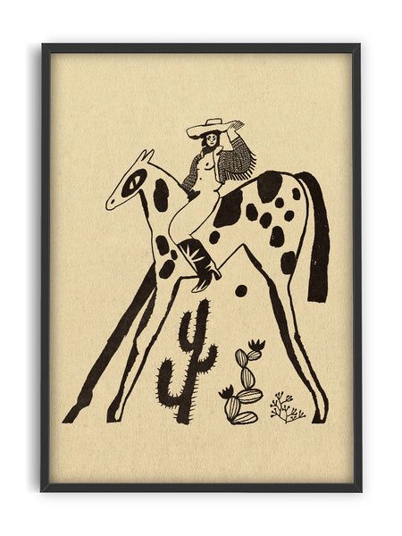 Premium Art Prints Spotted Horse, Automatic Drawing, Horse Art Print, Cowgirl Art, Horse Illustration, Horse Print, Monoprint, Horse Art, Ceramic Painting