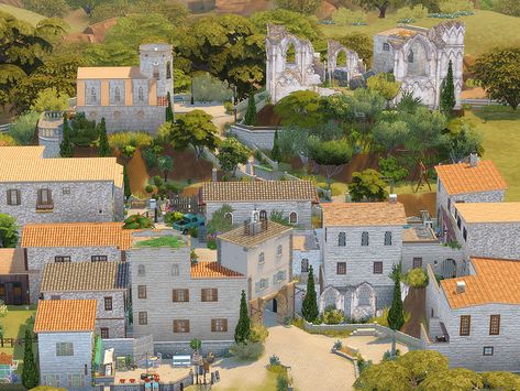 The Sims Resource - Oppede Old French Town Lotes The Sims 4, Sims Medieval, Apartment Loft, The Sims 4 Lots, Children Park, Castle Ruins, Sims Community, Medieval Town, Sims 4 Build