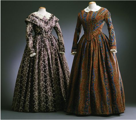 C. 1848-1849 Dreses, probably English 1840s Day Dress, Howard Castle, 1840 Dress, 1840s Dress, 1840s Fashion, Winter Gowns, Castle Howard, Patterns Of Fashion, Romantic Era