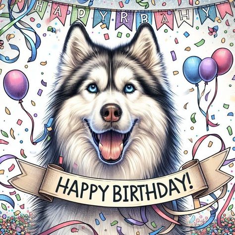 Happy Birthday Wolf, Husky Birthday, Happy Birthday Dog, Pet Birthday, Birthday Sentiments, Happy Birthday Pictures, Happy Birthday Fun, Winter Birthday, 2 Birthday