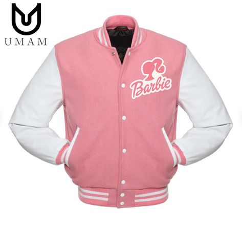 Hercules And Megara, Pink Varsity Jacket, Barbie Jacket, Varsity Jacket Women, College Jackets, Varsity Letterman Jackets, Barbie Outfits, Varsity Jackets, Women Jacket