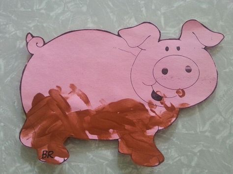 Muddy pig....I allowed each child to finger paint brown paint as "mud". Three Little Pigs Activities, Farm Week, Farm Animals Preschool, Preschool Farm, Farm Theme Preschool, Deaf Education, Farm Themed Party, Farm Animal Crafts, Farm Craft