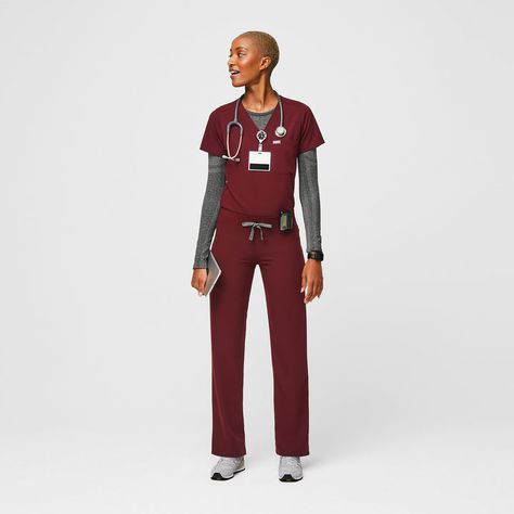 AWESOME IS BACK IN SESSION · FIGS Burgundy Scrubs, Medical Scrubs Fashion, Red Scrubs, Navy Blue Scrubs, Professional Chic, Scrubs Outfit, Black Scrubs, Figs Scrubs, Blue Scrubs