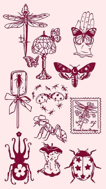 Critter Tattoo Sleeve, Calico Critters Tattoo, Calico Critter Tattoo, Critter Tattoo, Bug Tattoo Ideas, Tattoo Ideas Drawings, Kira Cyan, Funky Tattoos, Bug Tattoo