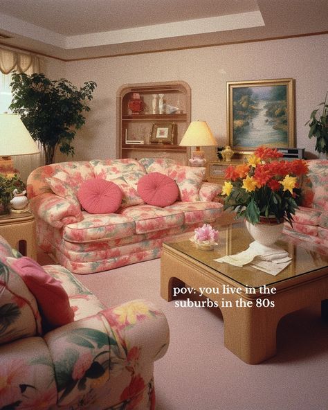 1980 Home Decor, 80's Living Room, 80’s Interior Design, 80s Aesthetic Home, Modern 80s Interior Design, 80s Aesthetic House, 90s Decor Interior Design, 80s Home Interior, 1980 Interior Design