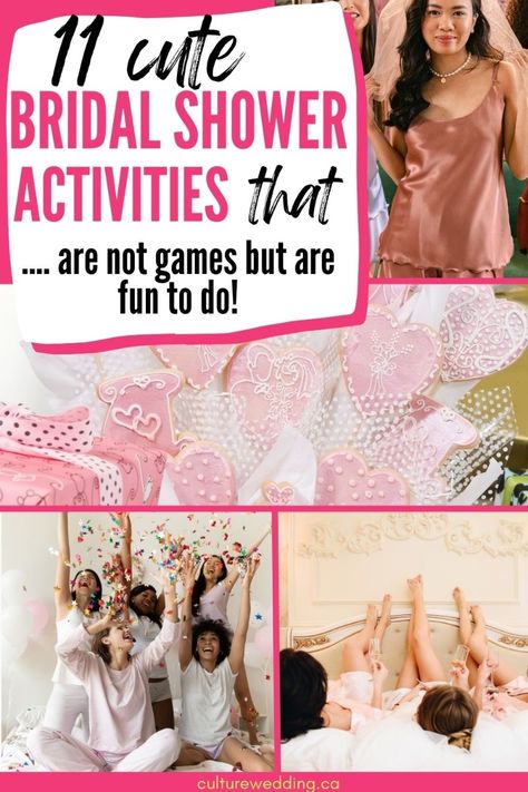 Click here if you are looking for a list of memorable and fun bridal shower activities (not games!) that the bride-to-be will love, your guests will enjoy, and everyone will be talking and laughing in no time! Planning a fun bridal shower is not easy, but these activities will be worth all your efforts. Enjoy this list of 11 interactive bridal shower activities that are not games. Bridal Shower Crafts, Creative Bridal Shower Ideas, Spa Bridal Shower, Bridal Shower Planner, Unique Bridal Shower Themes, Bridal Shower Activity, Fun Bridal Shower Games, Bridal Shower Activities, Cooking Competition