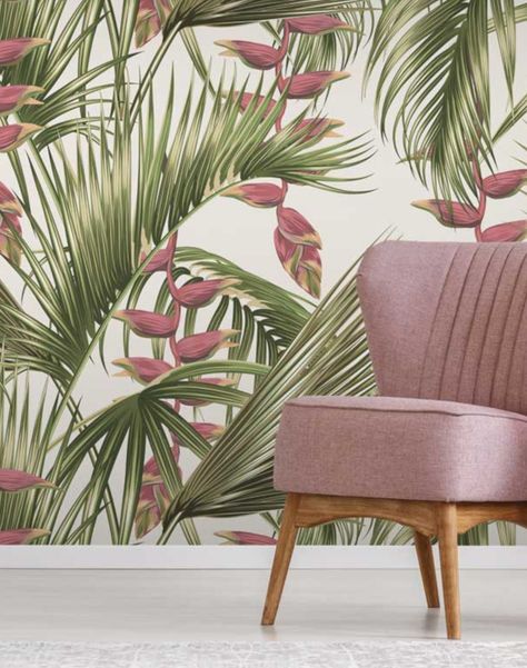 Luxurious modern wallpaper by Scandinavian design company, FEATHR, is now available at The Pattern Collective Wall Drawings, Paradise Flowers, Flamingo Wallpaper, Palm Leaf Wallpaper, Palm Wallpaper, Vintage Aloha, Vintage Tropical, Tropical Wallpaper, Unique Wallpaper