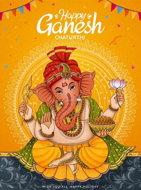 Happy Ganesh Chaturthi poster. Design on chrome yellow background #Sponsored , #AFFILIATE, #Chaturthi, #poster, #Happy, #Ganesh, #Design Happy Ganesh Chaturthi Poster, Ganesh Chaturthi Poster Design, Ganesh Chaturthi Poster, Ganesh Chaturthi Photos, Ganesh Chaturthi Greetings, Happy Ganesh Chaturthi Wishes, Happy Poster, Ganesha Drawing, God Sticker