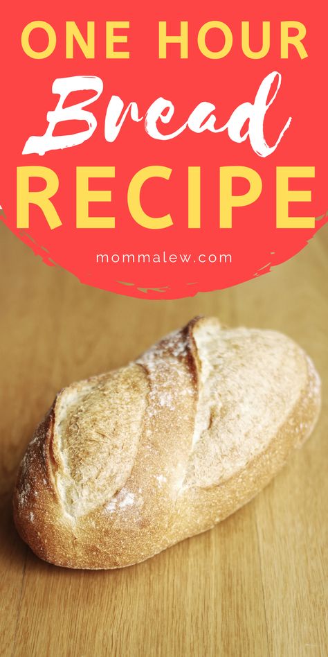 loaf of bread Easy 1 Loaf Bread Recipe, 1 Hr Bread, Fast Yeast Bread Recipe, White Bread Recipe Homemade One Loaf, Bread Fast And Easy, Quick Loaf Of Bread, One Loaf Bread Recipe Simple, 90 Minute Bread, Quick Dinner Breads