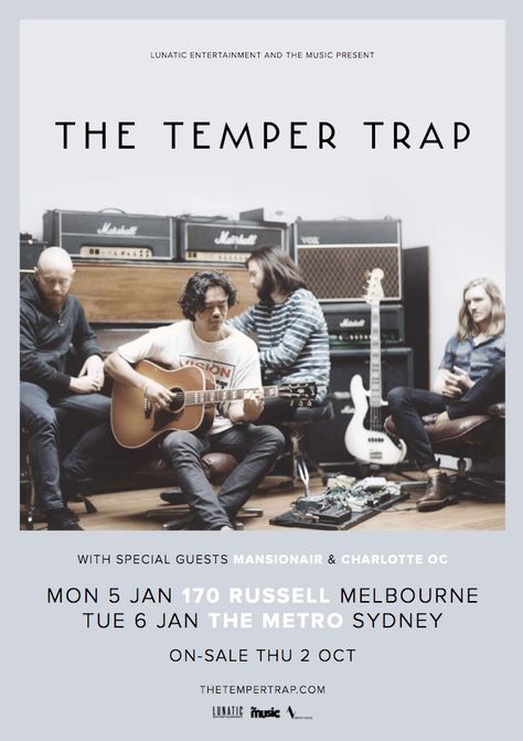 The Temper Trap The Temper Trap, Tour Posters, Special Guest, Music Is Life, Graphic Poster, Google Chat, Melbourne, Poster Design, Blog Post