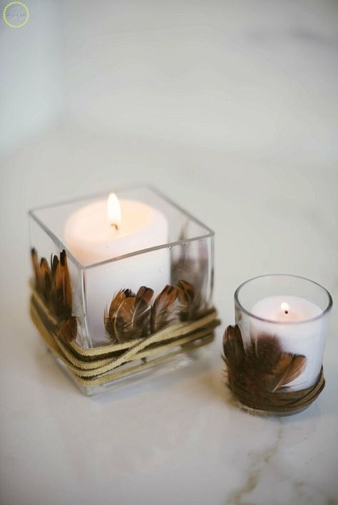 undefined Table Leg Candle Holder, Cheap Diy Wall Art, Feather Candle, Thanksgiving Candle, Easy Diy Thanksgiving, Cozy Candle, Thanksgiving Candles, Candles Diy, Chicken Crafts