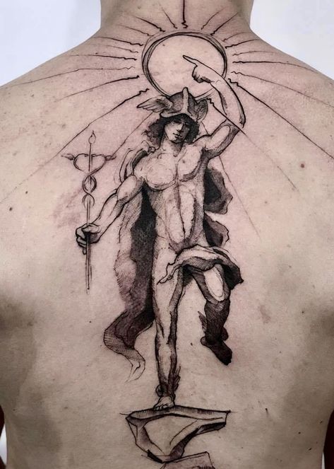 Hermes Tattoo, Taurus Bull Tattoos, Ma Tattoo, Emo Tattoos, Think Tattoo, Medieval Tattoo, Mary Tattoo, Occult Tattoo, Bull Tattoos