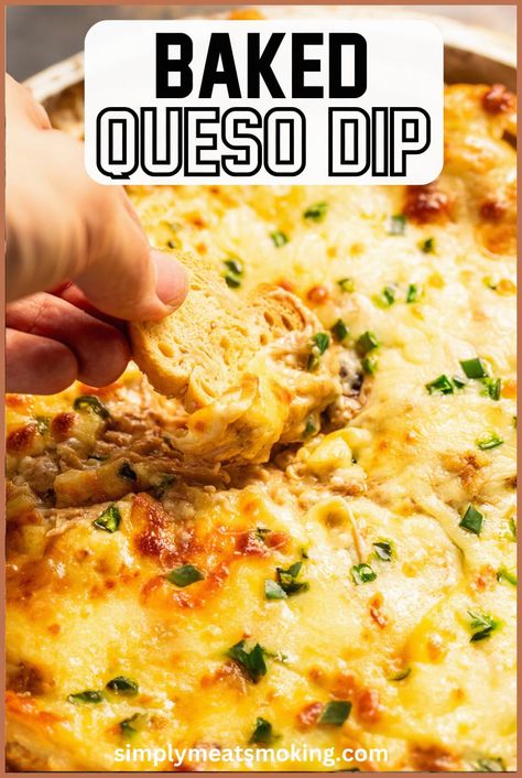 Baked queso dip offers a creamy blend of cream cheese, fontina, and pepper jack with a hint of heat from green chiles. This oven-baked cheese dip doesn’t need velveeta and works great as a no-meat option for healthy Superbowl snacks. Bake until bubbly and golden, and serve with crackers or crostini. Tap to try the recipe and indulge in baked queso dip. Baked Mexican Cheese Dip, Easy Baked Dips For A Party, Queso In The Oven, Queso Dip Oven, Oven Queso Dip, Queso Dip No Velveeta, Baked Cheese Dip Recipes, Fontina Cheese Dip, Baked Queso Dip