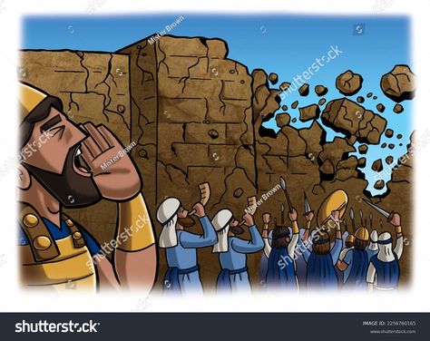 Jericho Walls Coming Down Joshua 56 Stock Illustration 2256760165 | Shutterstock Jericho Walls, The Walls Of Jericho, Joshua 5, Walls Of Jericho, Study Printables, Bible Study Printables, Image Illustration, Bible Study, Stock Illustration