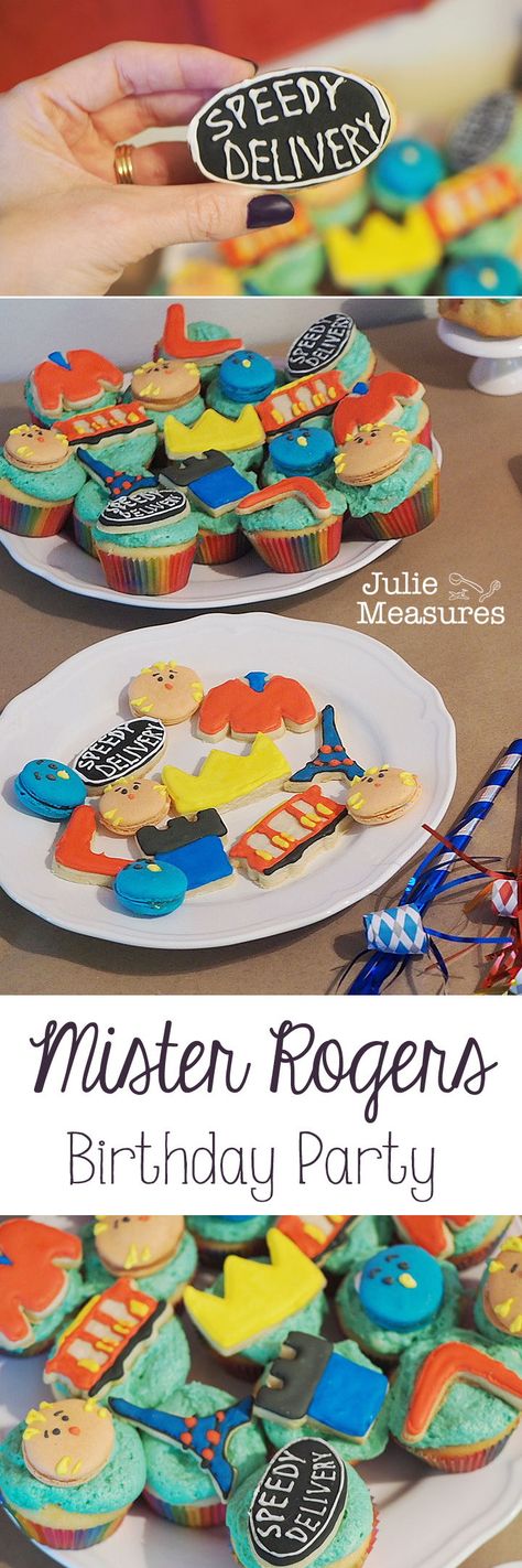 Throw an adorable Mister Rogers Birthday Party! Create cookies, cupcakes, and French Macarons inspired by characters on Mister Rogers and Daniel Tiger. Mr Rogers Neighborhood Birthday Party, Mr Rogers Party, Mr Rogers Birthday Party, Mister Rogers Birthday Party, Quick Party Desserts, Hot Fudge Cake, Easy Party Desserts, Brownie Trifle, Hot Chocolate Fudge