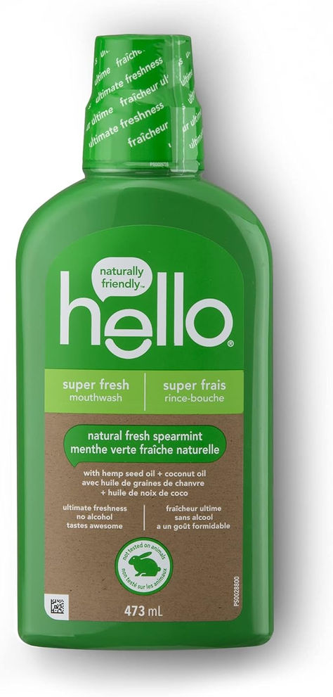 Hello super fresh mouthwash, alcohol-free, 473 mL Mouth Wash, Natural Mouthwash, Colgate Palmolive, Oil Coconut, Sls Free Products, Mouthwash, Alcohol Free, Dental Care, Tea Tree