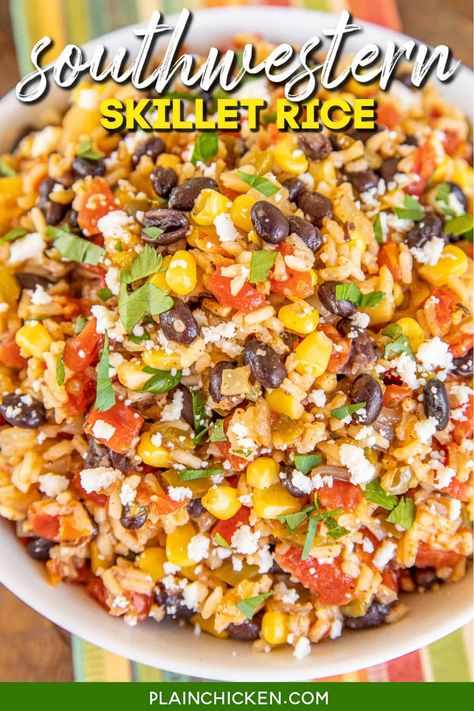 Mexican Rice With Veggies, Black Beans Corn Rice Burrito Bowls, Mexican Rice With Corn And Black Beans, Mexican Rice Pilaf Recipe, Southwest Rice Casserole, Rice And Tomatoes Recipe, Beans And Rice Main Dish, Sauteed Rice Recipes, Mexican Corn And Rice