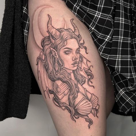 What do you guys think of this dragon lady I tattooed for Rie the other day? I had so much fun designing and tattooing her, I’m really loving more fantasy themed pieces now! Might have to design some more. Done during my guestspot at @mothandflametattoo 💥 . . #tattoo #tattoos #tattooartist #brightontattoo #bromleytattoo #goddesstattoo #ladytattoo #dragontattoo #dragonlady #blacktattoo Goddess Lilith Tattoo, Lilith Tattoo, Brighton Tattoo, Dragon Lady, Laura May, Goddess Tattoo, Female Dragon, Dragon Tattoo, Black Tattoos