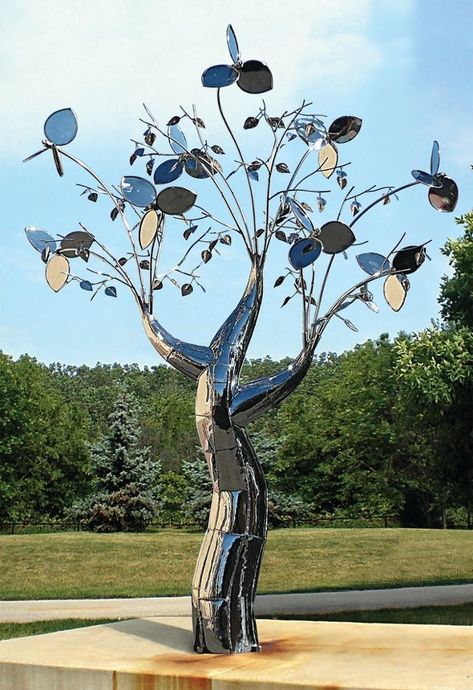 Metal Tree Sculpture, Stainless Steel Sculpture, Wind Art, Wind Sculptures, Metal Tree Wall Art, Kinetic Art, Gilbert Az, Sculptures For Sale, Kinetic Sculpture