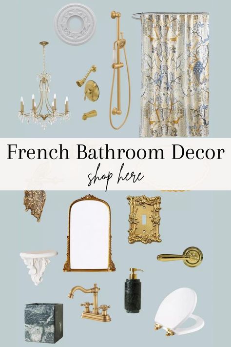 Elevate your space with French Bathroom Decor Finds that capture the essence of parisian interior elegance. Embrace French interior design for a timeless bathroom that exudes sophistication and charm. Parisian Bathroom French Style, Parisian Bathroom Decor, French Parisian Decor, Parisian Style Bathroom, French Country Powder Room, French Powder Room, French Inspired Bathroom, French Country Decorating Bathroom, Parisian Bathroom