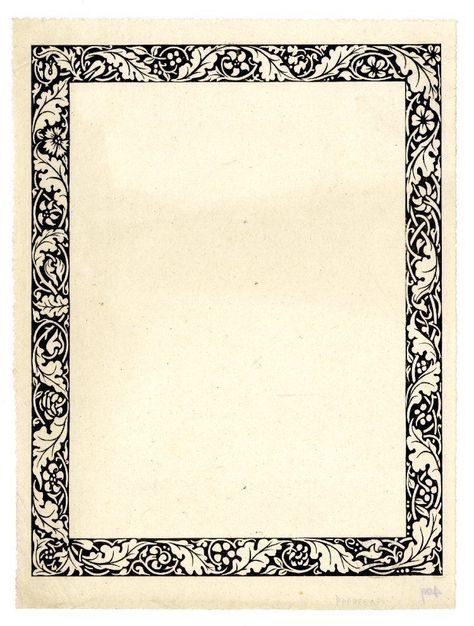 Old Book Illustration Black And White, William Morris Border, William Morris Illustration, Old Frame Drawing, Frame Design Border Drawing, Old Book Illustration, Kelmscott Press, Celtic Border, Illustrated Manuscript