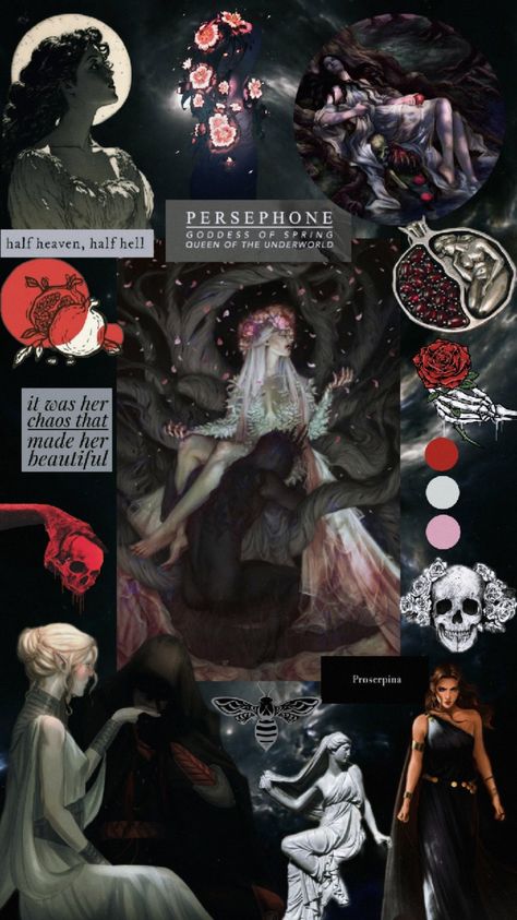 Persephone Phone Wallpaper, Persephone Decor, Modern Persephone Outfit, Persephone And Hades Wallpaper, Persephone Core Aesthetic, Asphodel Aesthetic, Persephone Costume Ideas, Persephone Correspondences, Hades And Persephone Aesthetic Wallpaper