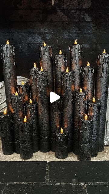 17K views · 2K likes | AUDREY GLASS on Instagram: "DIY SPOOKY MELTING CANDLES 🕯️🖤 All you need is: Pool noodles (dollar tree) Rubber-bands Hot glue gun Spray paint LED tea light candles Knife/Scissors" Pool Noodles Candles Halloween, Fake Candles Halloween, How To Make Halloween Candles From Pool Noodles, Halloween Candles Out Of Pool Noodles, Diy Melted Candles Halloween, Halloween Candle Decorations, Candle Pool Noodles, Diy Halloween Candle Decorations, Foam Noodle Halloween Candles