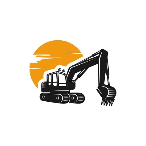 Excavator logo template vector. Heavy equipment logo vector for construction company. Creative excavator illustration for logo template. Heavy Equipment Logo, Excavator Illustration, Excavator Logo, Construction Illustration, Western Prints, Construction Equipment, Free Vectors, Construction Company, Heavy Equipment