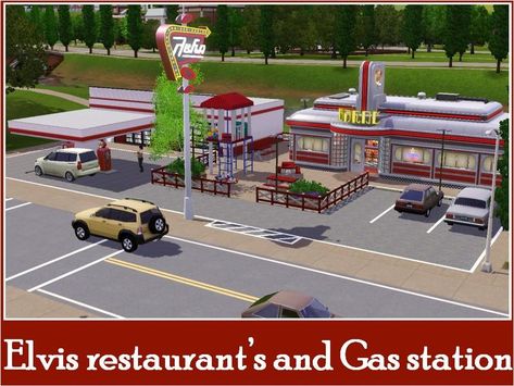 Here is a new lot for Riverview, conbining a restaurant, gas station and laundryl. Found in TSR Category 'Sims 3 Community Lots' Sims 3 Cc, Centre Parks, Vintage Bakery, Disco Club, Asian Garden, Sims Building, Sims Community, Sims House, Tropical Islands