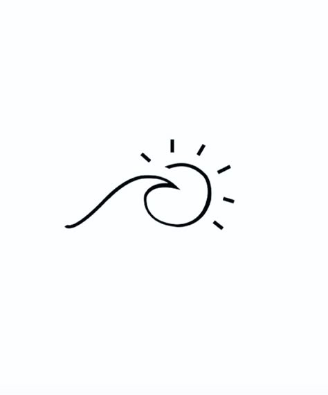 Cute Small Summer Tattoos, Line Art Small Tattoo, Summer Minimalist Tattoo, Waves Doodle, Small Tattoo Ideas Female, Amor Tattoo, Beachy Tattoos, Cute Henna Tattoos, Penanda Buku