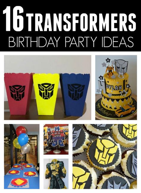 16 Cool Transformers Birthday Party Ideas on Pretty My Party #prettymyparty #transformers #transformerspartyideas #transformersbirthdayparty #transformersthemedparty #optimusprime #autobots Transformers Decorations Party, Transformers Birthday Activities, Autobots Birthday Party, Transformers Birthday Decorations Diy, Diy Transformers Party Ideas, Transformer Party Ideas, Transformers Birthday Ideas, Transformers 4th Birthday, Trans4mer Birthday