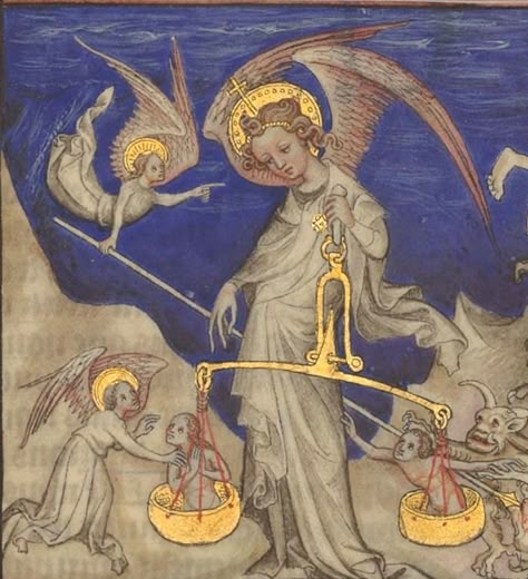 Medieval Paintings, Alice And Wonderland Quotes, Angel Images, Book Of Hours, San Michele, Medieval Manuscript, Archangel Michael, Mystical Art, Angels And Demons