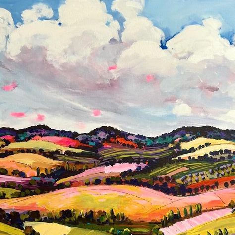 Polly Kimmorley on Instagram: "“Now 🔴SOLD Central West Dream”   1mx1m DM for enquires  . . #new #newart #studio #landscape #landscapepainting #australia #country #countryliving #artcollections #afordableart #hills #artforyourwalls #interiordecorating #dreams #arttobuy #studio" Polly Kimmorley, Colorful Landscape Paintings, Australia Country, March 5, Abstract Art Landscape, Colorful Landscape, Art Landscape, Country Living, New Art