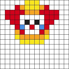 Tiny Kandi Patterns, Clown Kandi Pattern, Simple Small Perler Bead Patterns, Tiny Pearler Bead Patterns, Small Fuse Bead Ideas, Clown Perler Beads, Clown Pixel Art, Clown Perler, Pixel Art Tiny