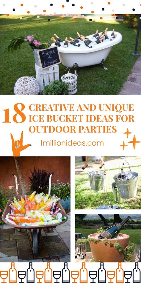 Ice buckets are a must-have item for every party, especially in hot weather. If you are finding a proper ice bucket, the 18 Creative And Unique Ice Bucket Ideas For Outdoor Parties promise to spruce up the party decor and make it more special. Check them out with us to get your inspiration. Large Ice Bucket For Party, Creative Ice Bucket Ideas, Ice Bucket Decoration Ideas, Wedding Ice Bucket Ideas, Champagne Holder Ice Buckets, Ice Bucket Ideas Diy Outdoor Parties, Diy Ice Table For Food, Ice Holder For Party, Ice For Party Ideas