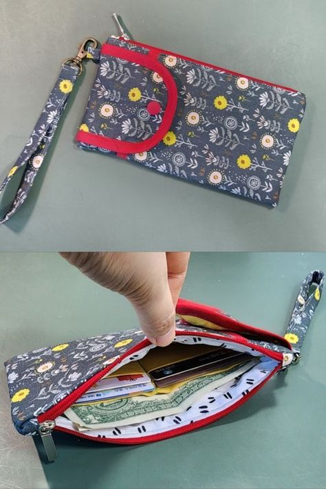 Sewing gift idea!!💐 How to make a clutch wallet with storage for cell phones and cards Pink Armor, Phone Bag Pattern, Wallet Sewing Pattern, Sew Wallet, Pouch Sewing, Fabric Sewing Patterns, Diy Wallet, Diy Bags Purses, Diy Handbag