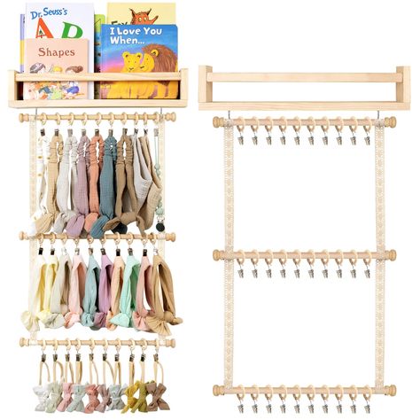 PRICES MAY VARY. ❤【Large storage capacity】 (Without Headband)-Our headband holder size: 14 * 18 inches (35 * 45 cm).Each hook can even store two baby headbands at the same time,and the headband organizer can hold up to 60 stylish headbands.Organize all headband in one easy place! Baby Headband Organizer& Bow Holder for Girls Hair Bows, POVETIRE Hanging Baby Headbands Storage Organizer Newborn Headband Holder for Wall, Room, Door or Closet  Size: 14 * 27 inches (35 * 68 cm) Packaging: 1 baby hair Baby Headband Storage, Baby Headband Holder, Toddler Girls Room, Nursery Book Shelves, Headband Storage, Girls Room Colors, Shared Girls Room, Girl Room Inspiration, Decor For Nursery