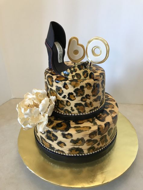 69th Birthday Leopard cake  With stiletto shoe and extra large peony baked by MB 69th Birthday Cake, Leopard Cake, 69th Birthday, Birthday Cake For Mom, Stiletto Shoes, Mom Birthday, Extra Large, Birthday Cake, Baking