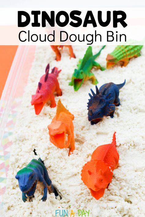 Dinosaur toys in cloud dough with text that reads dinosaur cloud dough bin Dinosaurs Preschool, Imagination Tree, Cloud Dough, Playdough Activities, Playdough Recipe, Dinosaur Eggs, Homemade Playdough, Easy Coffee, Water Table