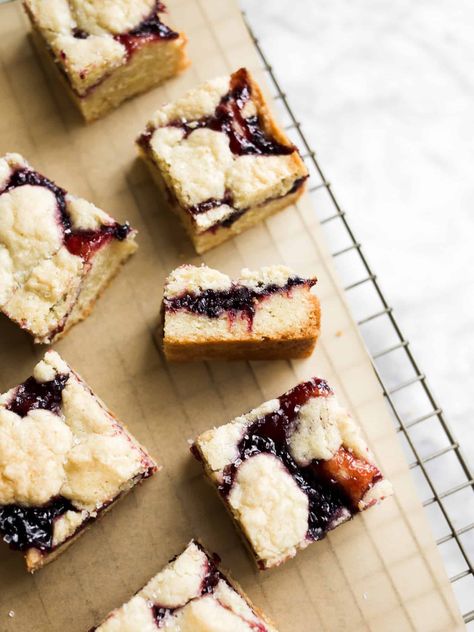 Soft Jam Shortbread Bars (and Summer Beauty Must Haves!) - Wood & Spoon Shortbread Jam Bars, Blackberry Shortbread, Strawberry Jam Bars, Shortbread Jam Cookies, Jam Bars, Shortbread Bars, Thanksgiving 2024, Summer Jam, Jam Cookies